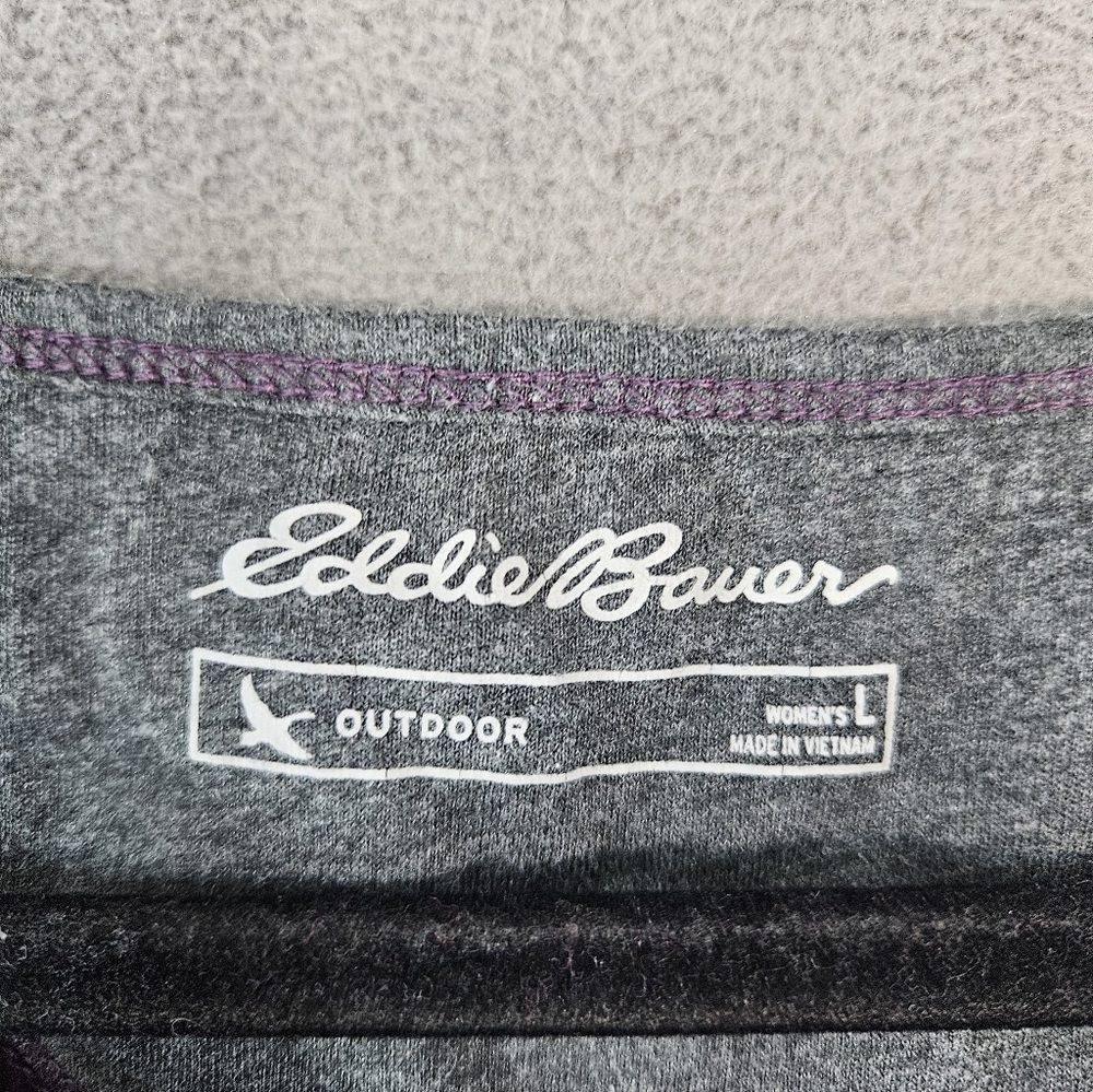 Eddie Bauer Womens L Henley Thermal Waffle Knit Purple Gray Long Sleeve Outdoor - Picture 4 of 9